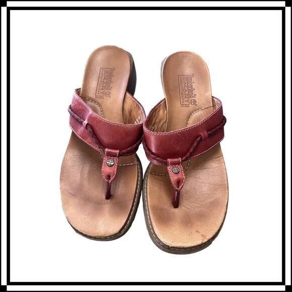Timberland Shoes - EUC! Timberland Red Leather Flip Flop/Sandal, Size 7